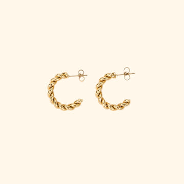 Minerva Twisted Hoop Earrings (Gold)