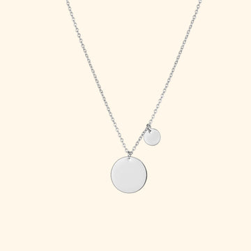 Duo Round Charm Necklace (Silver)