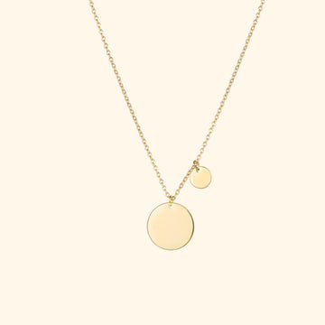 Duo Round Charm Necklace (Gold)