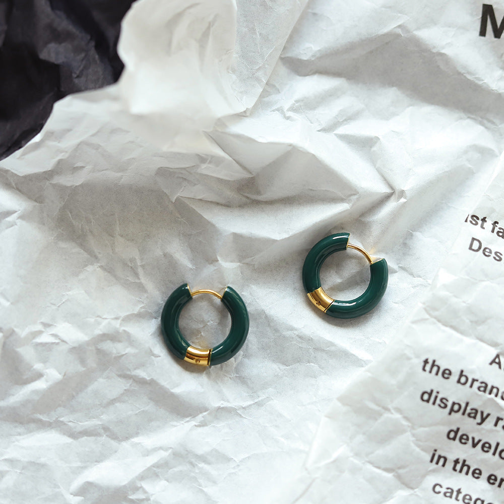 Poole Hoop Earrings (Dark Green)